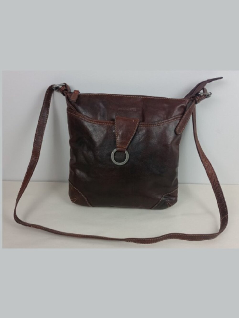 Jack Georges Voyager‎ Serena Genuine Brown Leather Crossover Crossbody Purse